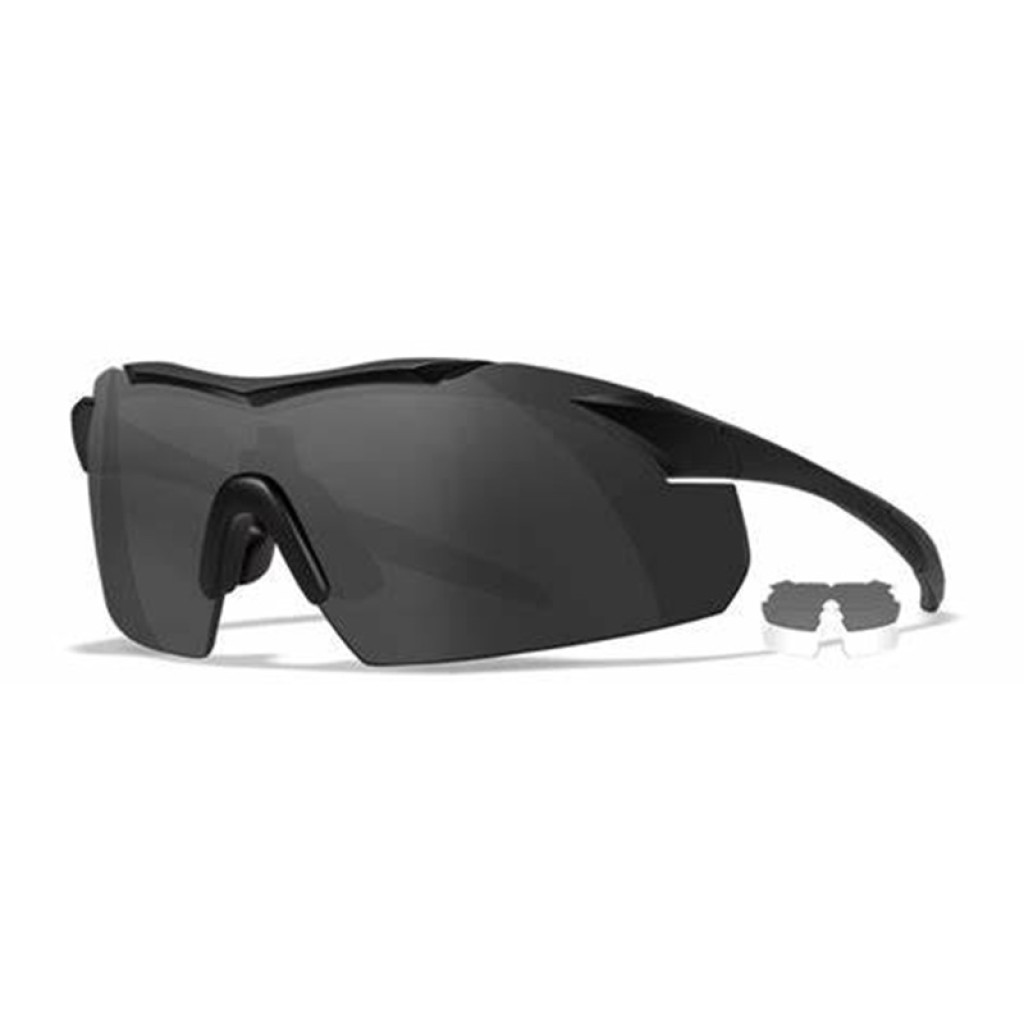 Wiley X WX Vapor 2.5 Balistik Gözlük, Şeffaf/Gri Lens (Siyah)